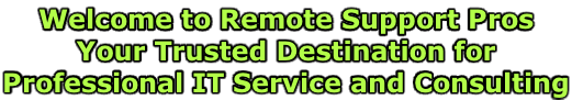 Welcome to Remote Support Pros  Your Trusted Destination for  Professional IT Service and Consulting