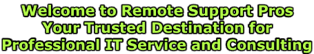 Welcome to Remote Support Pros  Your Trusted Destination for  Professional IT Service and Consulting